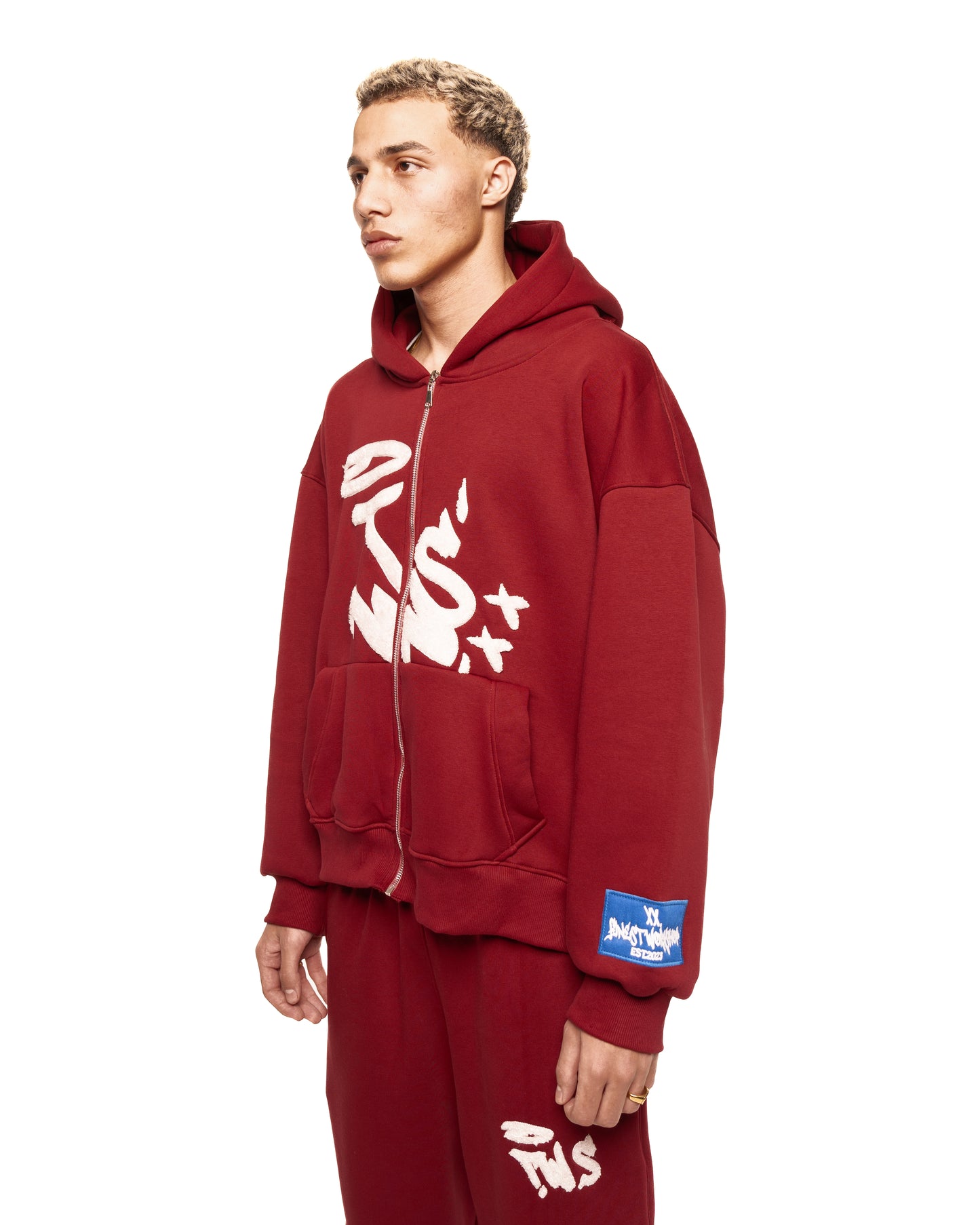 TWS burgundy zipper
