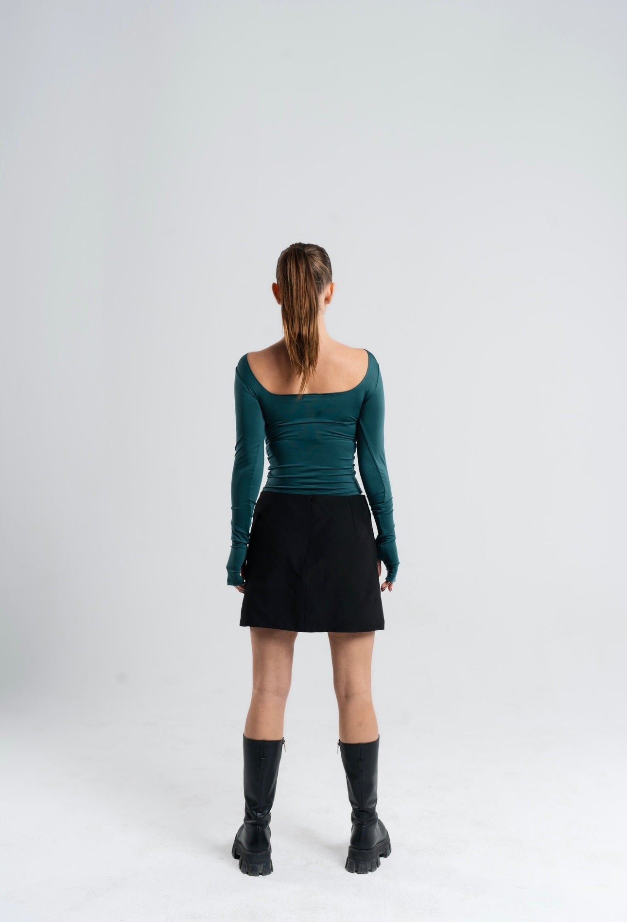 drop IV backless long sleeves DTurquoise