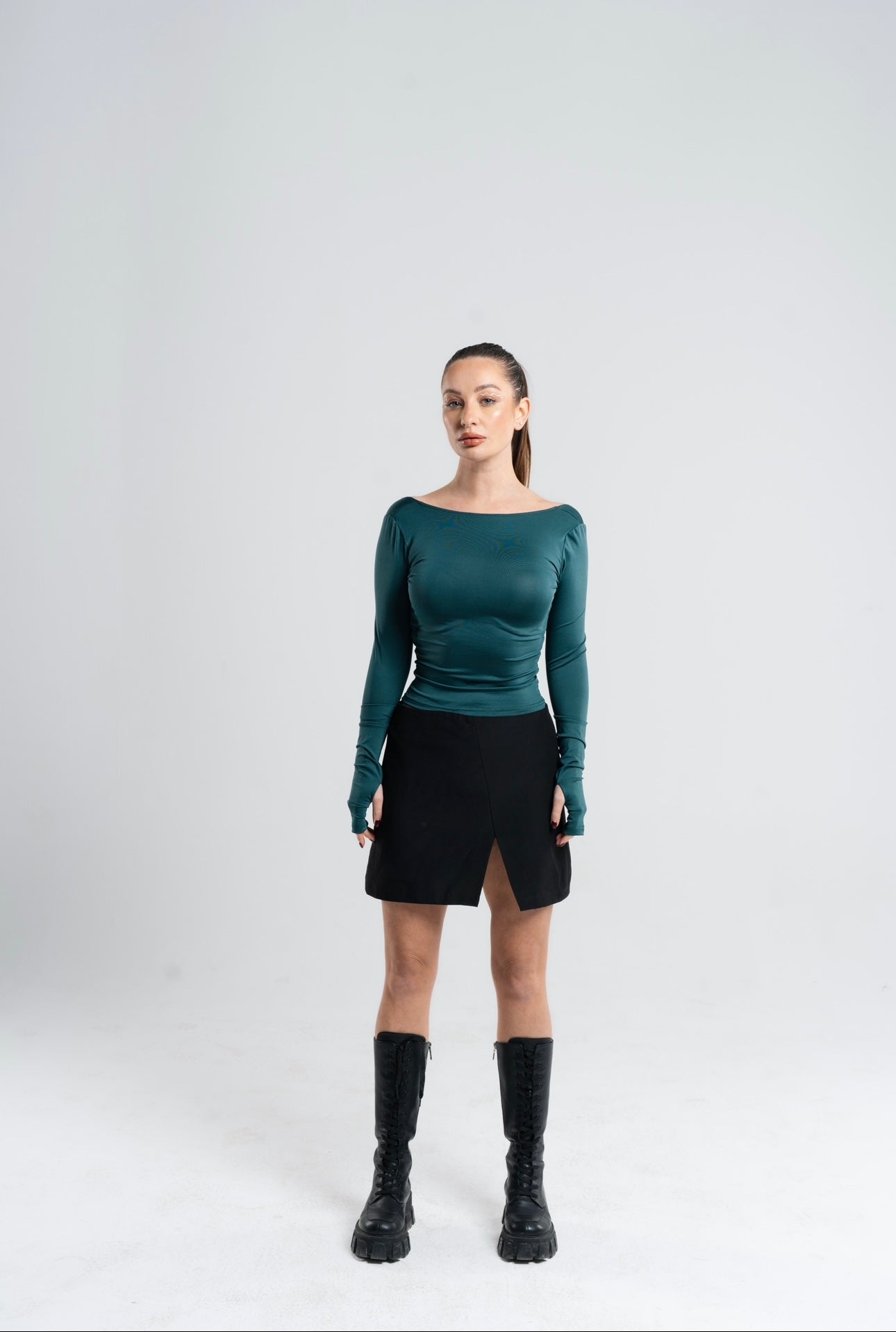 drop IV backless long sleeves DTurquoise