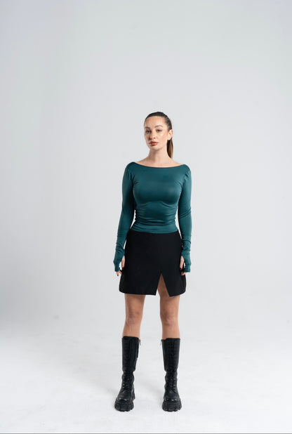 drop IV backless long sleeves DTurquoise