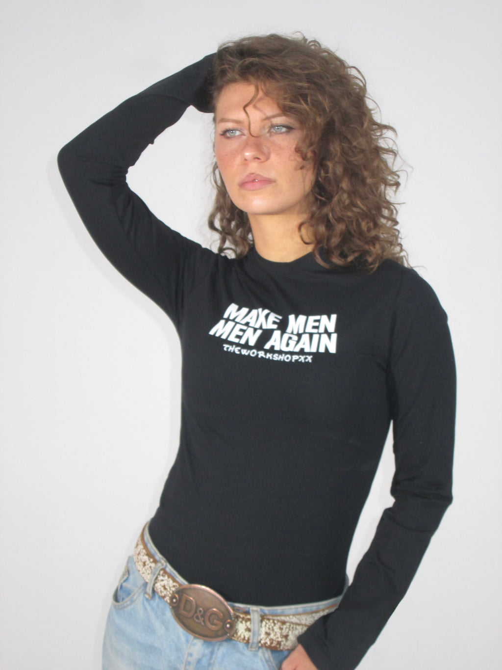 Make men men again in black long-sleeves