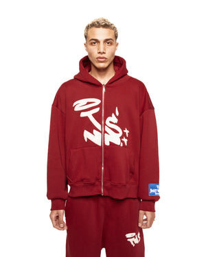 TWS burgundy zipper