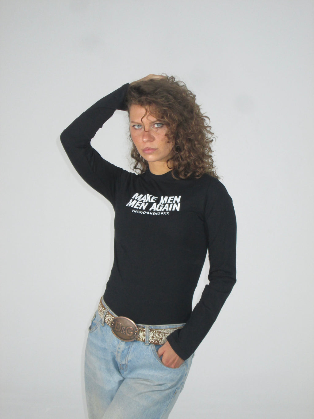 Make men men again in black long-sleeves