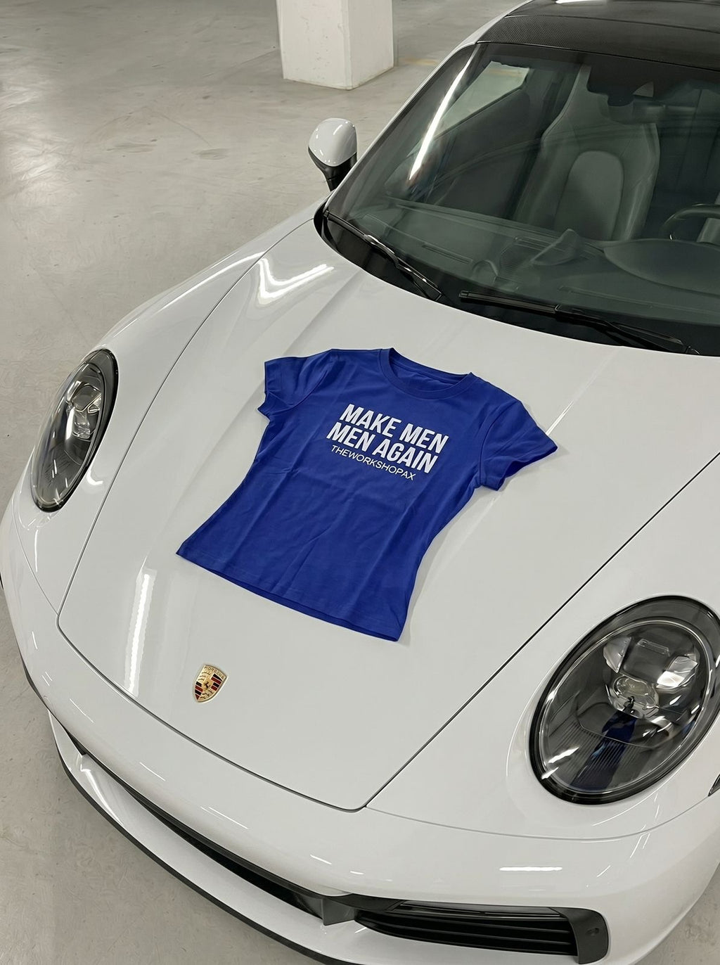 Make men men again in blue baby tee