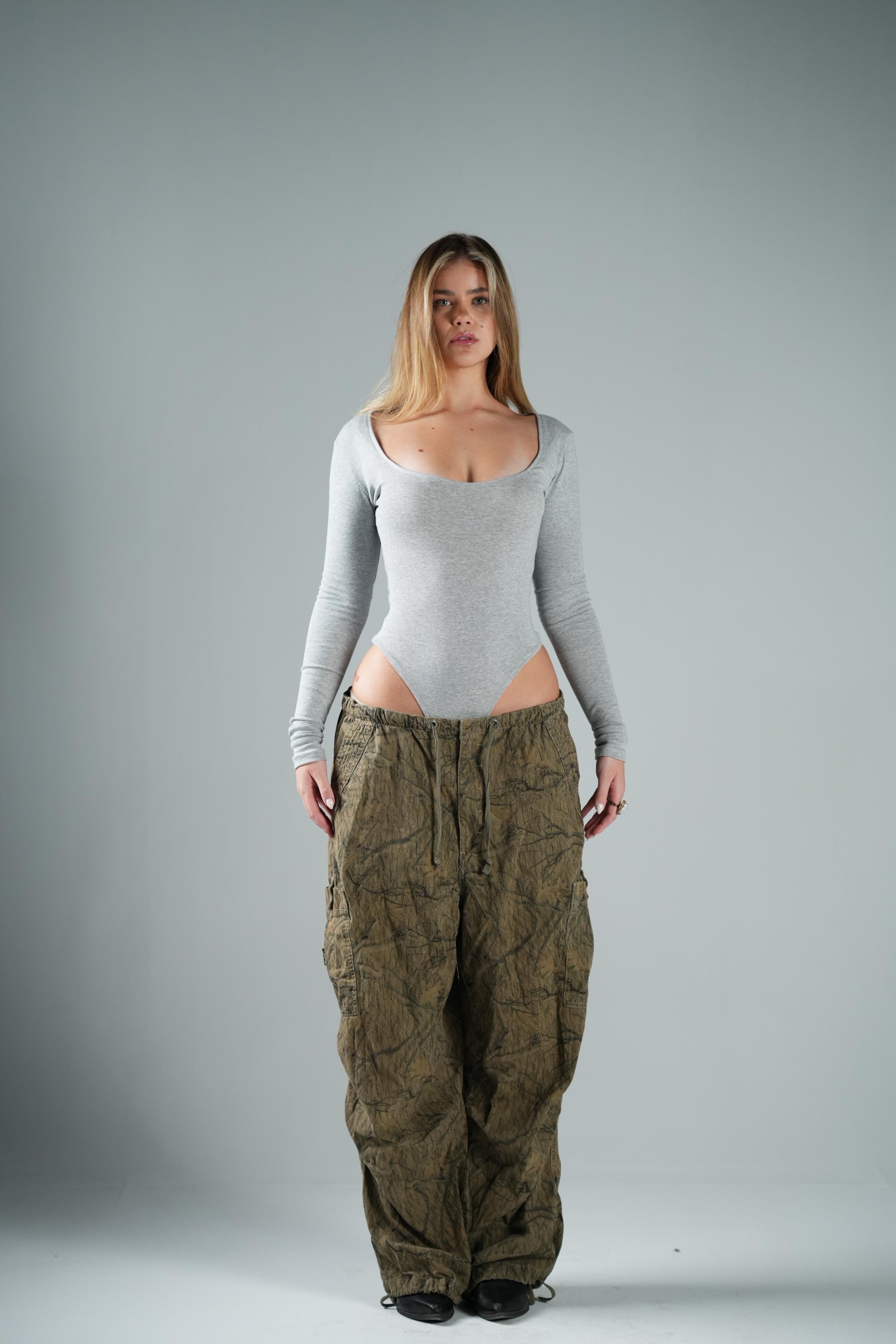 Gray U-shaped Bodysuit