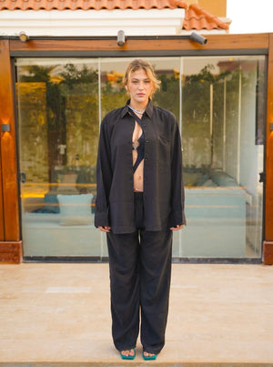 S'25 black linen pants