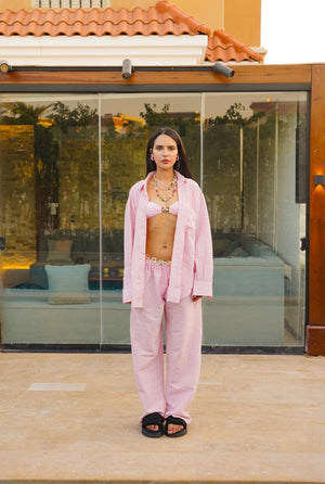 S'25 striped pink linen pants