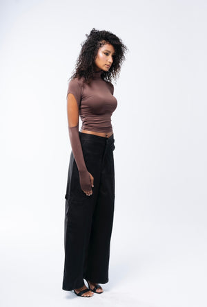 Brown cut it sleeves
